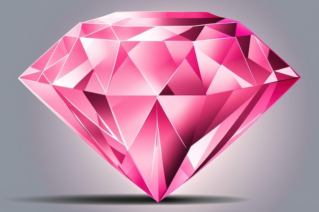 Illustration d'art d'icône de diamant rose de style dessin animé