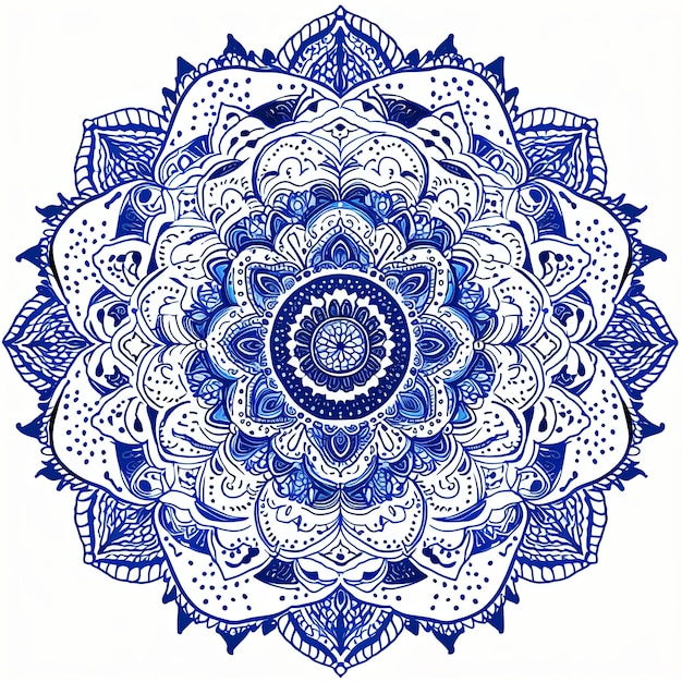 illustration de l'art de la ligne bord du mandala en bleu