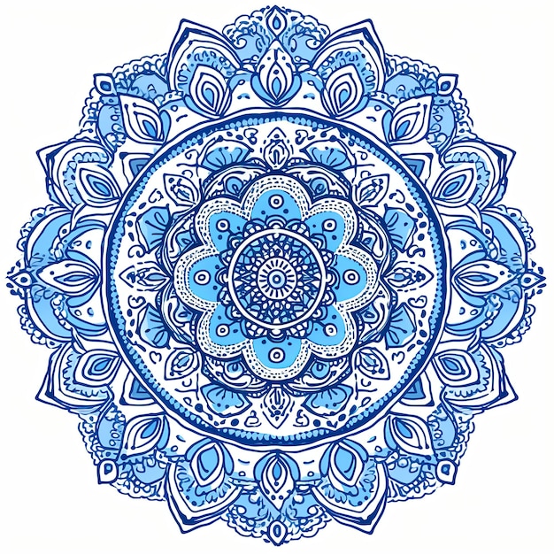 illustration de l'art de la ligne bord du mandala en bleu