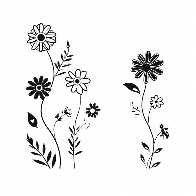 illustration d'art en ligne de fleurs