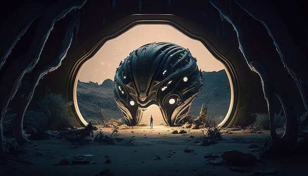 Illustration d'art numérique d'apocalypse extraterrestre AI générative