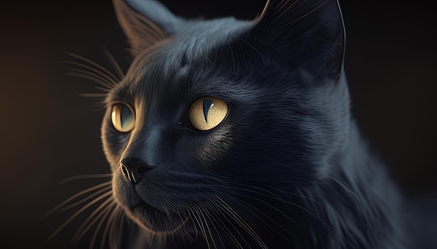 Illustration d'art numérique de chat noir IA générative