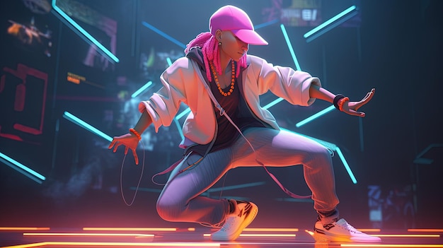 Illustration d'art numérique danseur hip hop AI générative