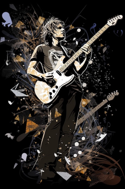 Illustration de l'art numérique du guitariste de rock AI