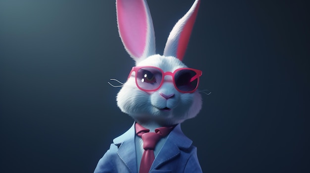 Illustration d'art numérique de lapin cool AI générative