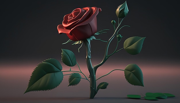 Illustration d'art numérique de roses simples AI générative