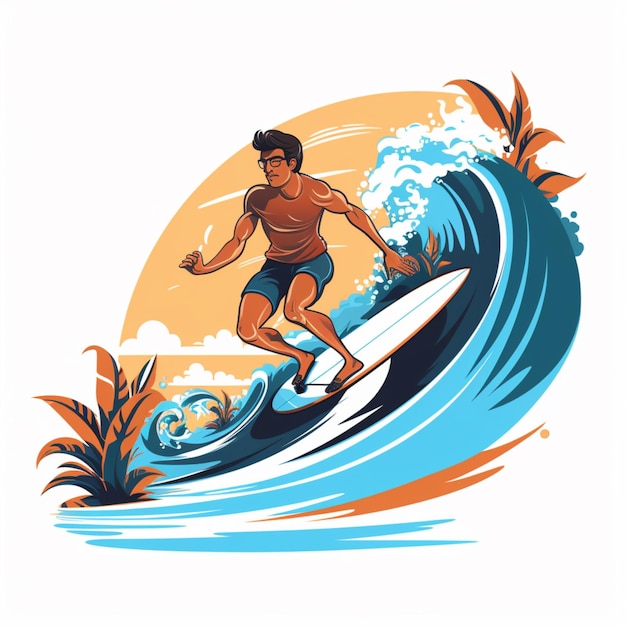 Photo illustration d'art de surf vectoriel gratuite