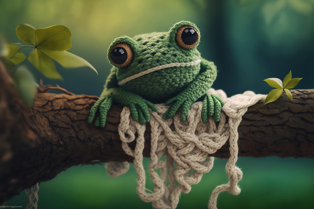 Illustration d'art de tricot grenouille mignonne