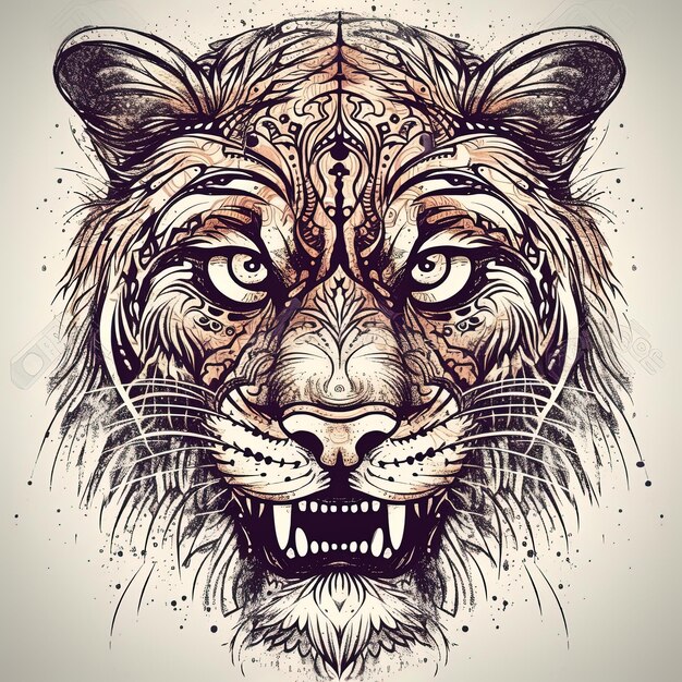 Illustration d'art de visage de tigre