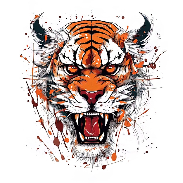 Illustration d'art de visage de tigre
