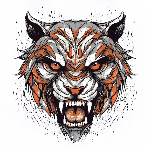 Illustration d'art de visage de tigre