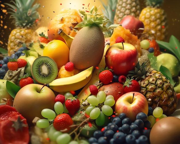 Illustration artistique d'une bannière de baies et de fruits