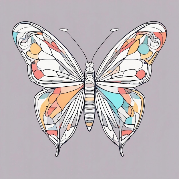 Illustration artistique colorée de la ligne de papillon