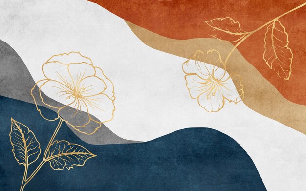 Une illustration artistique composée de feuilles d'aquarelle nordiques simples et de motifs géométriques