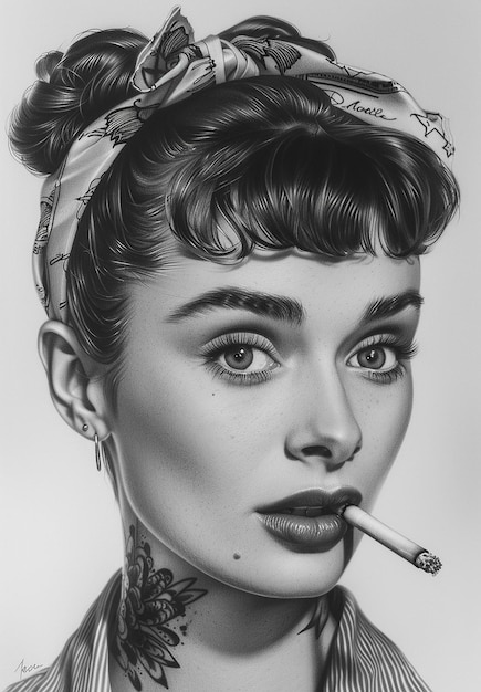 Illustration artistique d'une femme qui fume