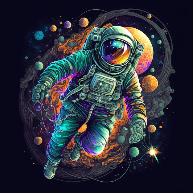 Photo une illustration d'un astronaute dans l'espace avec une planète en arrière-plan.