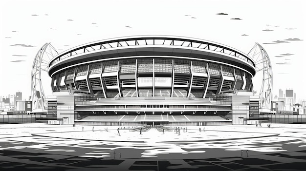 Photo illustration audacieuse du stade en noir et blanc dans le style manga