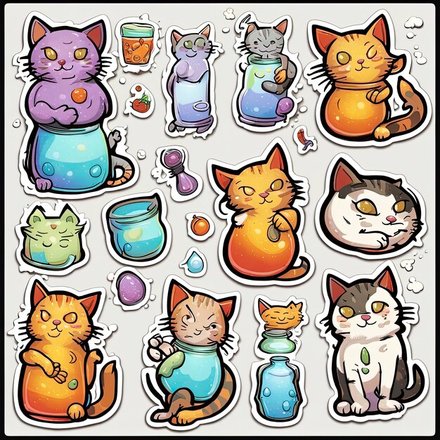 Illustration d'autocollant de chat