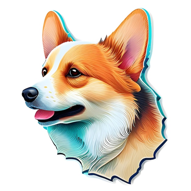 Illustration d'autocollant de chien corgi mignon sur fond transparent Cartoon Corgi Welsh corgi Generative AI