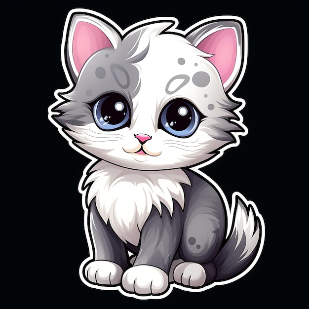 illustration d'autocollant mignon chat blanc