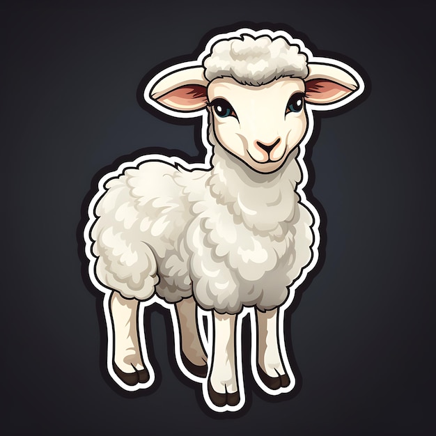 illustration d'autocollant de mouton mignon et adorable sur fond solide