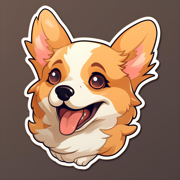 Photo une illustration d'un autocollant pour le visage d'un corgi