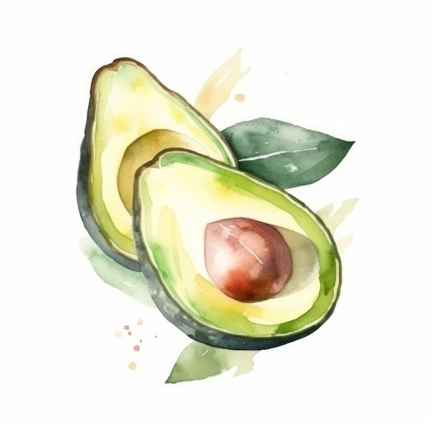 Illustration d'avocat aquarelle AI GenerativexA