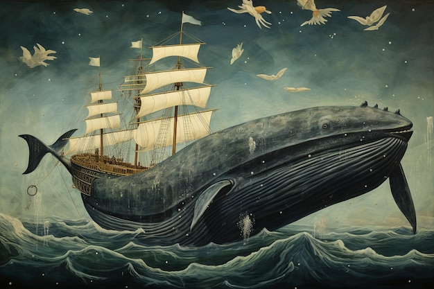 illustration d'une baleine dans les profondeurs de la mer