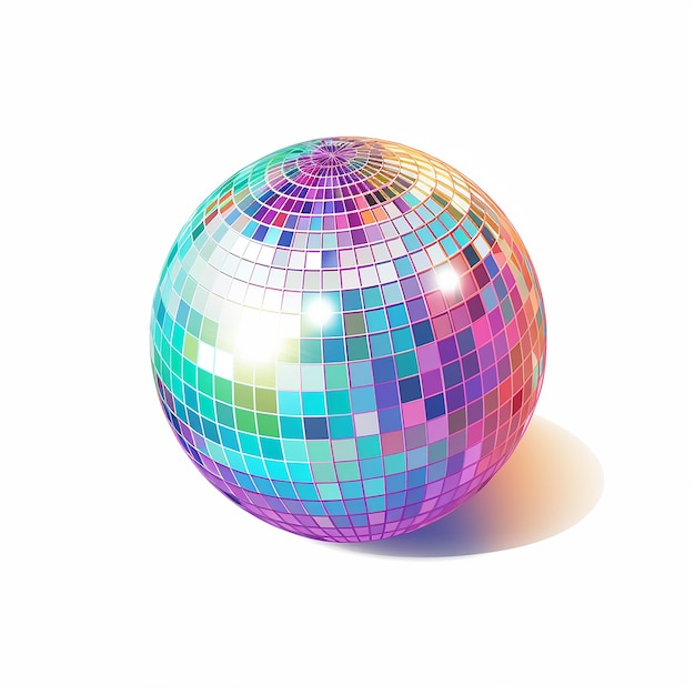 Illustration d'une balle de disco avec un fond blanc