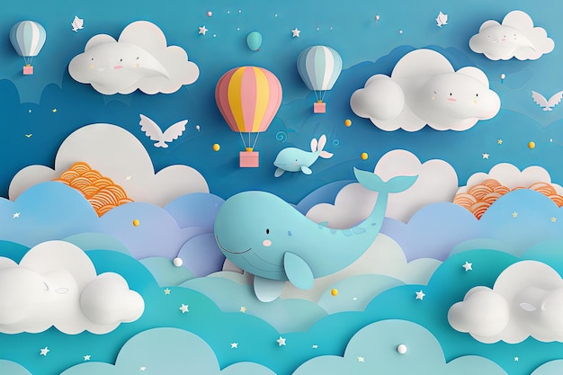 illustration de ballon à air chaud de baleine