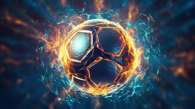 Une Illustration D'un Ballon De Football Avec Du Feu Et De La Glace | Photo  Premium