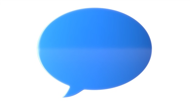D illustration de ballon de message texte bleu isolé sur blanc