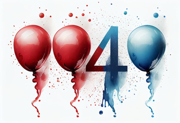 Illustration de ballons bleus blancs rouges pour le 4 juillet America independece day ai