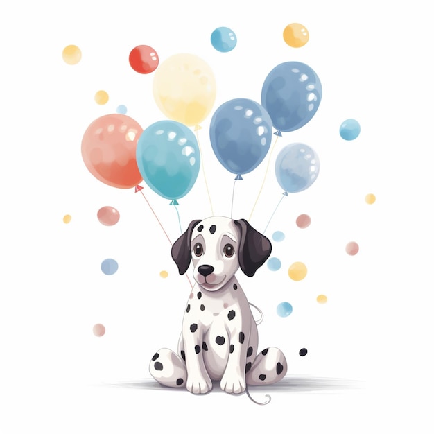 illustration de ballons de chien de Dalmatie sur un fond blanc plat