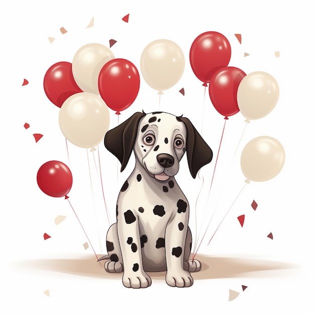 illustration de ballons de chien de Dalmatie sur un fond blanc plat