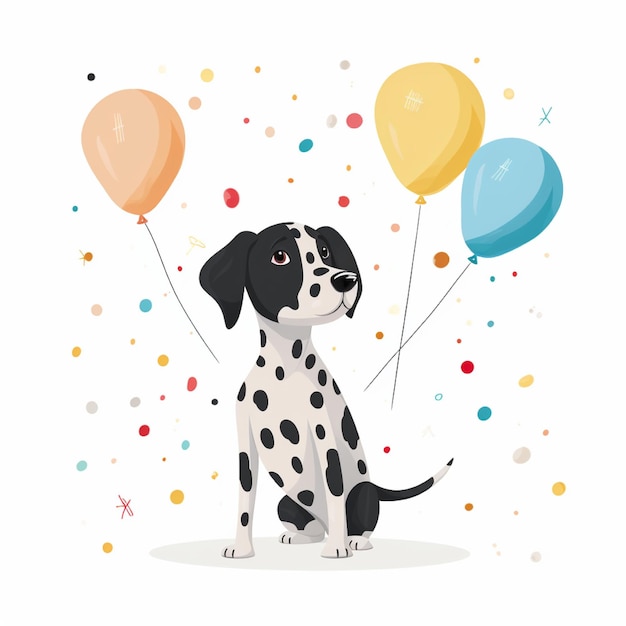 illustration de ballons de chien de Dalmatie sur un fond blanc plat