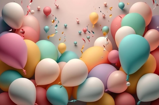 Illustration de ballons colorés réalistes AI Générative