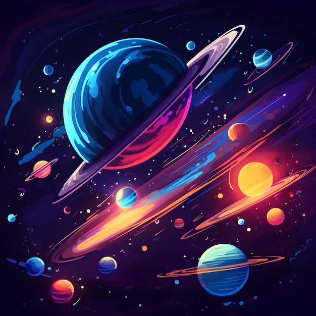 Illustration de bande dessinée de l'illustration Space Galaxy pour les enfants Generative AI