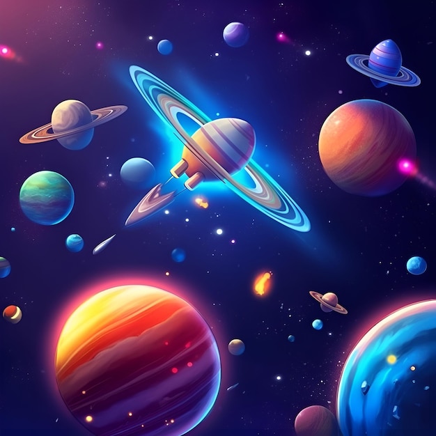 Illustration de bande dessinée de l'illustration Space Galaxy pour les enfants Generative AI