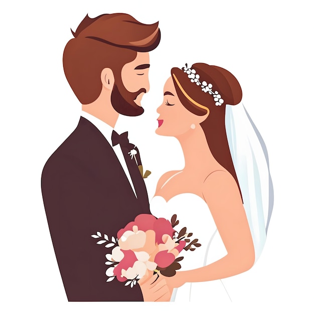 Une illustration de bande dessinée d'une mariée et d'un marié
