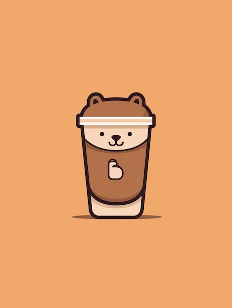 Une illustration de bande dessinée d'un ours avec une tasse de café.