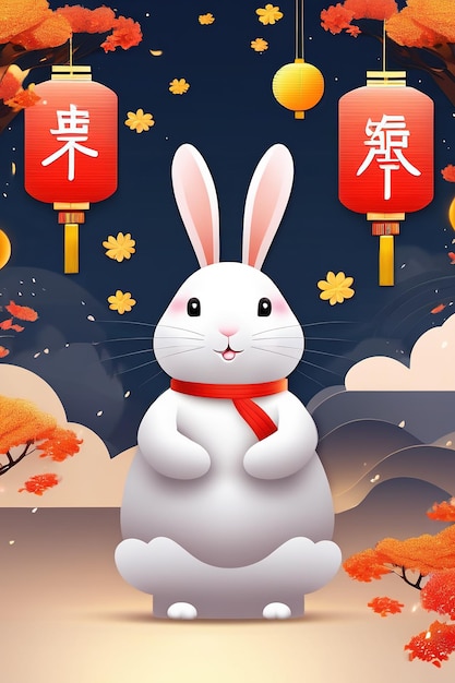 Illustration de la bannière du Festival de la mi-automne Les lapins de lune pique-niquent en plein air célébrations de vacances