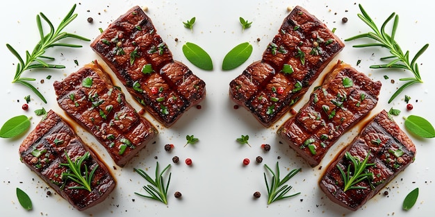 Illustration de bannière large de publicité de steak de bœuf dans un restaurant de viande
