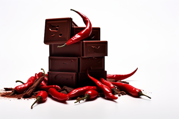 illustration d'une barre de chocolat au piment Haute et courte profondeur Générative ai