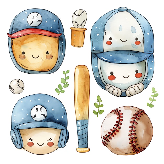 une illustration de baseball capricieuse et mignonne