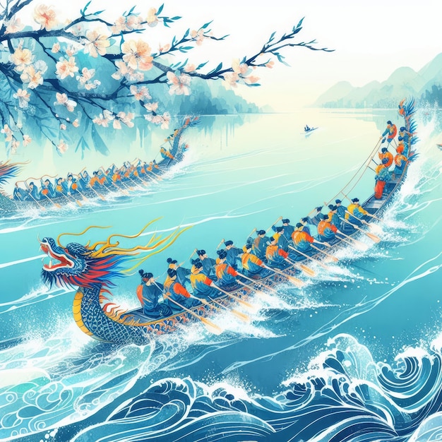 Photo illustration de bateau dragon pour le festival des bateaux dragon