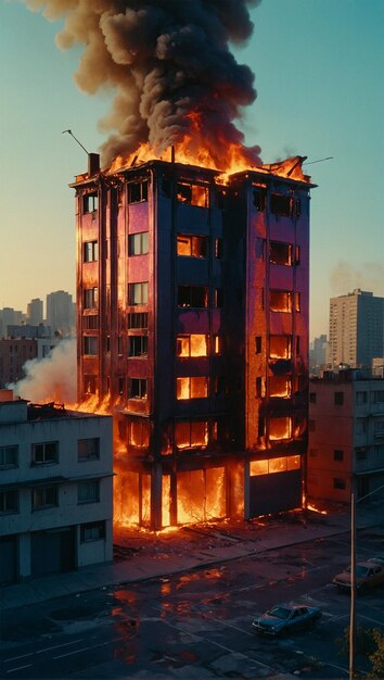 Illustration d'un bâtiment en feu et en flammes 11