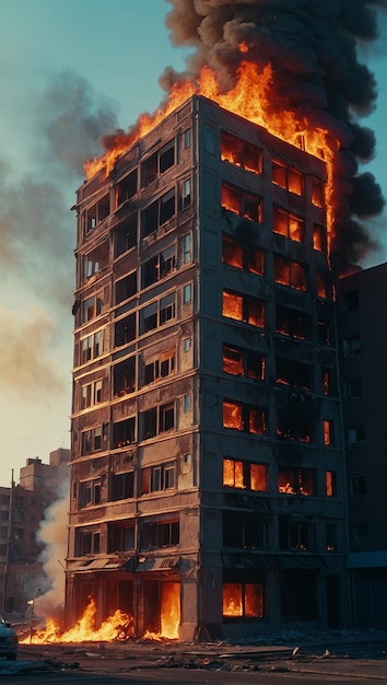 Illustration d'un bâtiment en feu et en flammes 3