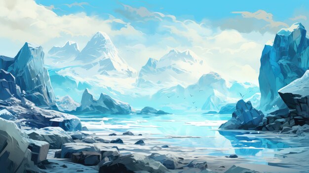 Illustration de beaux sommets de montagnes glaciaires