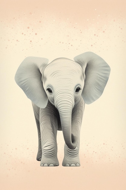 Une illustration d'un bébé éléphant avec un fond clair.